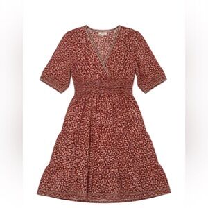 Max Studio Red and White Patterned Midi Dress